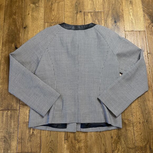 Pendleton Womens Virgin Wool Houndstooth Leather Trim Blazer Jacket Size 10 - Picture 6 of 6